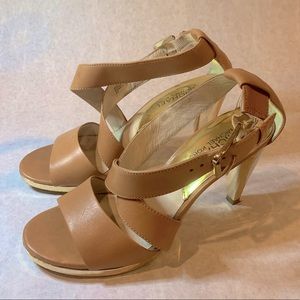 Michael Kors Leather Heels - Beige, Gold
